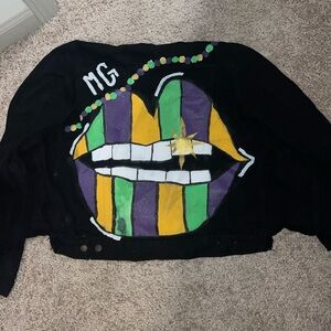 Custom painted Mardi Gras Jean Jacket